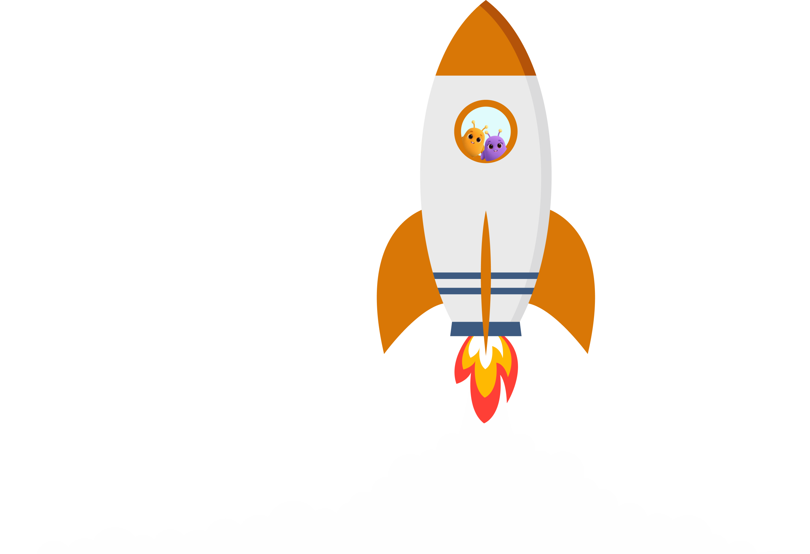 A rocket carrying Tota and Rito blasting off